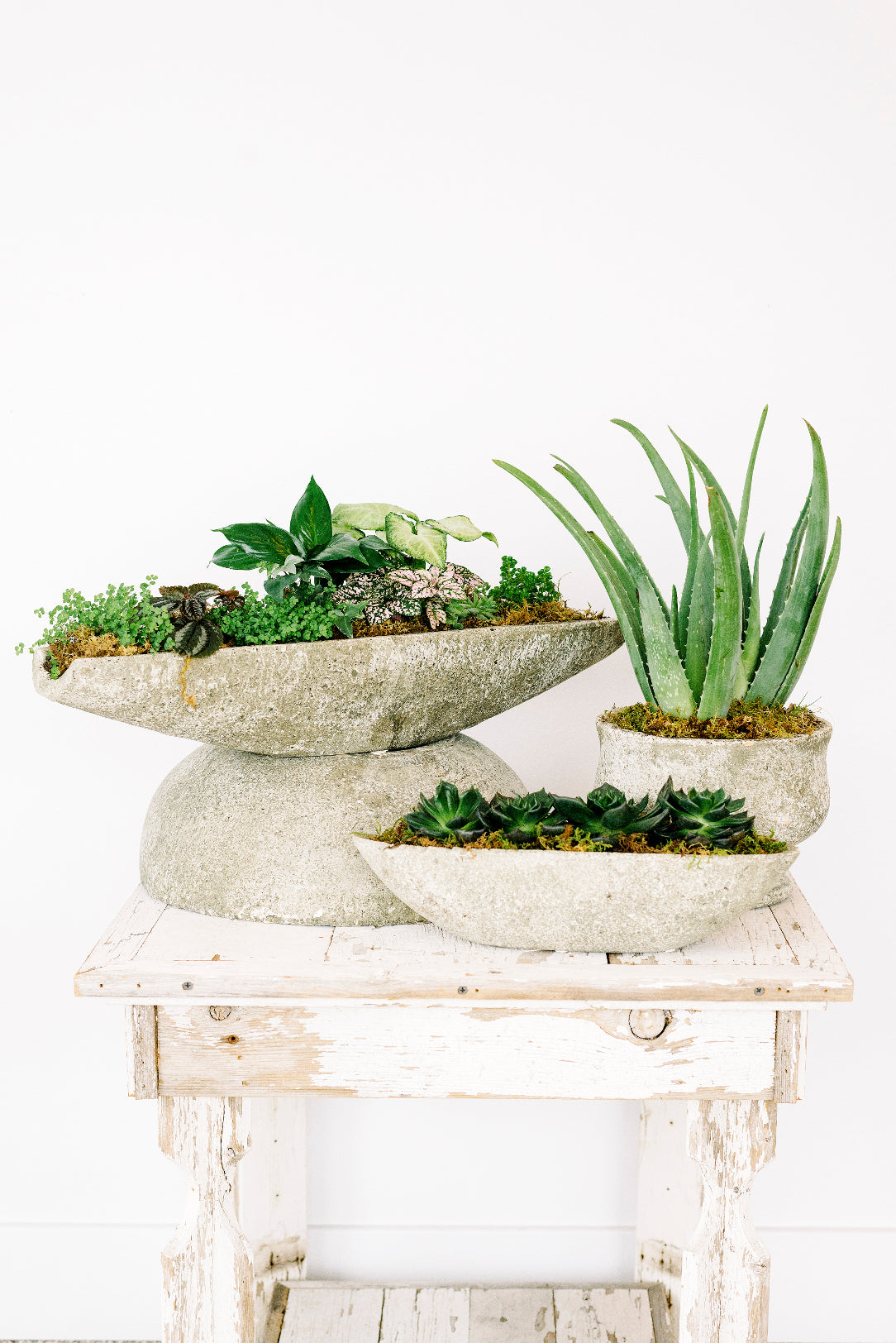 Concave Ceramic Stone Planter