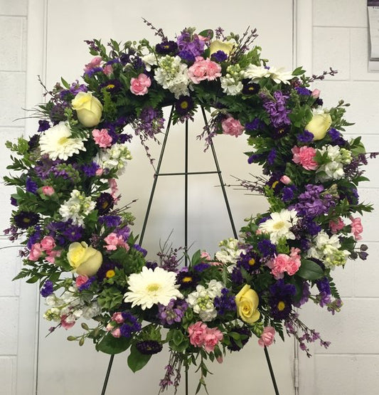 Colorful Open Wreath with Roses