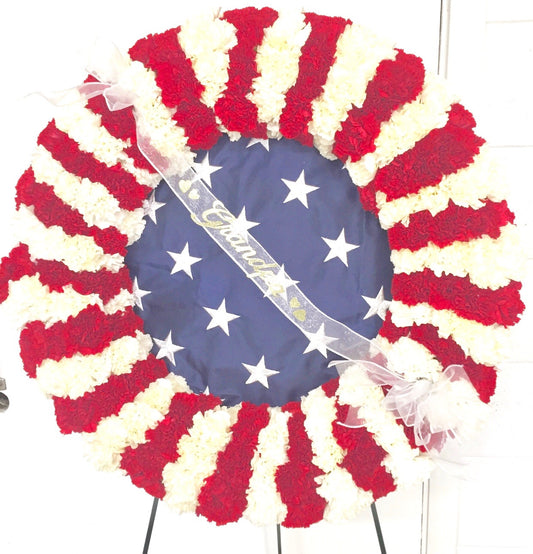 Patriotic Flag Wreath with Easel