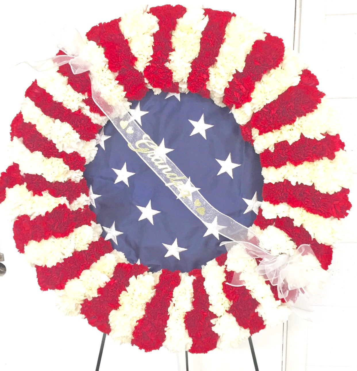 Patriotic Flag Wreath with Easel
