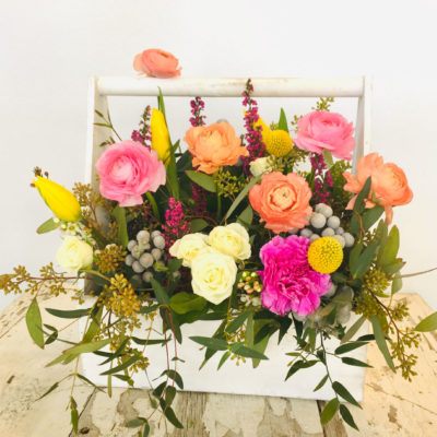 Spring Flowers in Old Fashioned Wooden Box – Wright Flower Company
